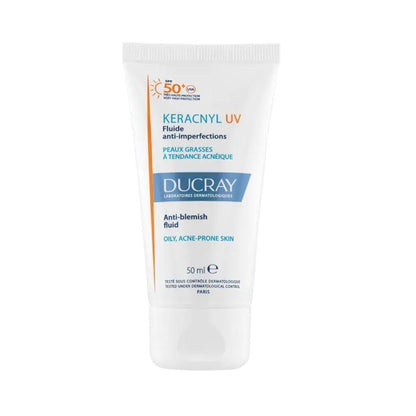 Ducray Keracnyl UV SPF50+ Anti-Blemish Sunscreen Fluid for Acne-Prone Skin - Matte Finish, Non-Comedogenic