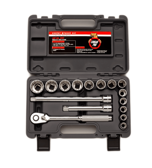 Cougar Pro Socket Wrench Set 1/2" Drive SAE 16 Pieces A41