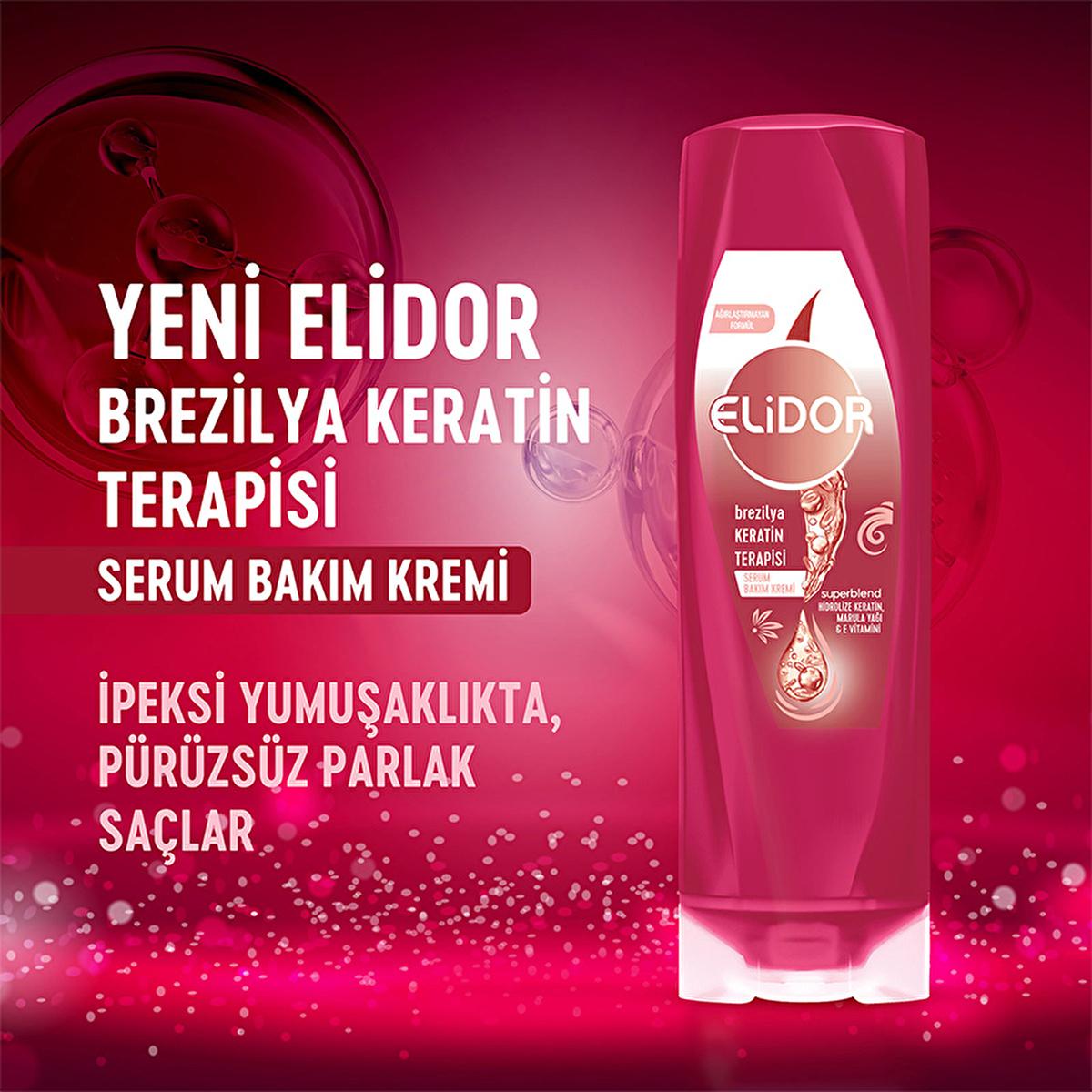 Elidor Brazilian Keratin Therapy Hair Serum - Nourishes, Smooths, and Adds Shine to Hair - 11.83 fl oz