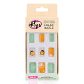 Eklips Orange-Green Orange Pattern Fake Nails - Easy DIY Nail Kit for Salon-Quality Look at Home