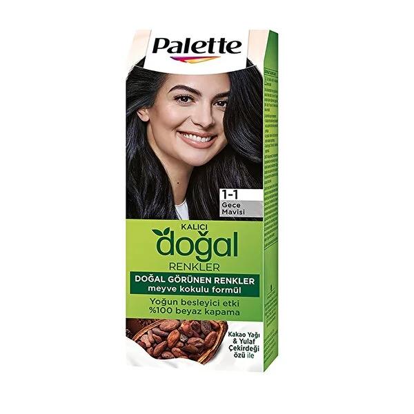 Palette Natural Colors 1-1 Night Blue Hair Dye: Permanent, Natural-Looking Color with Argan Oil for Shine & Vibrancy.