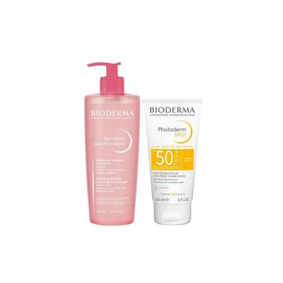 Bioderma Skincare Set for Sensitive Skin - Sensibio Foaming Gel & Photoderm Spot SPF50+