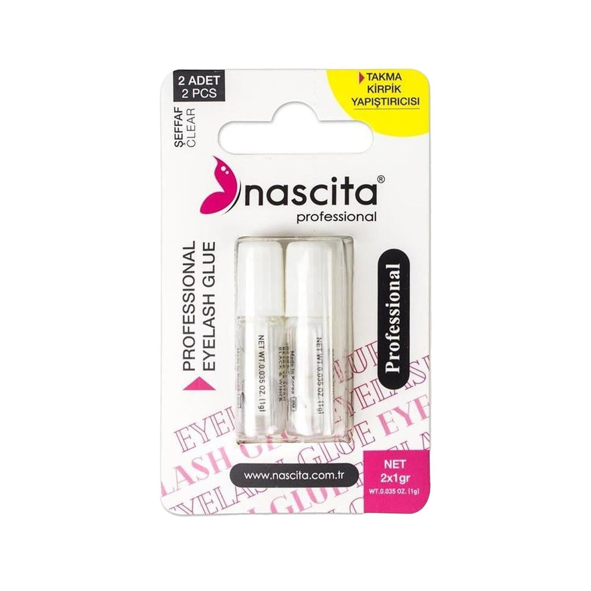 Nascita Eyelash Glue - 2-Pack White Adhesive for False Eyelashes - Safe & Reliable
