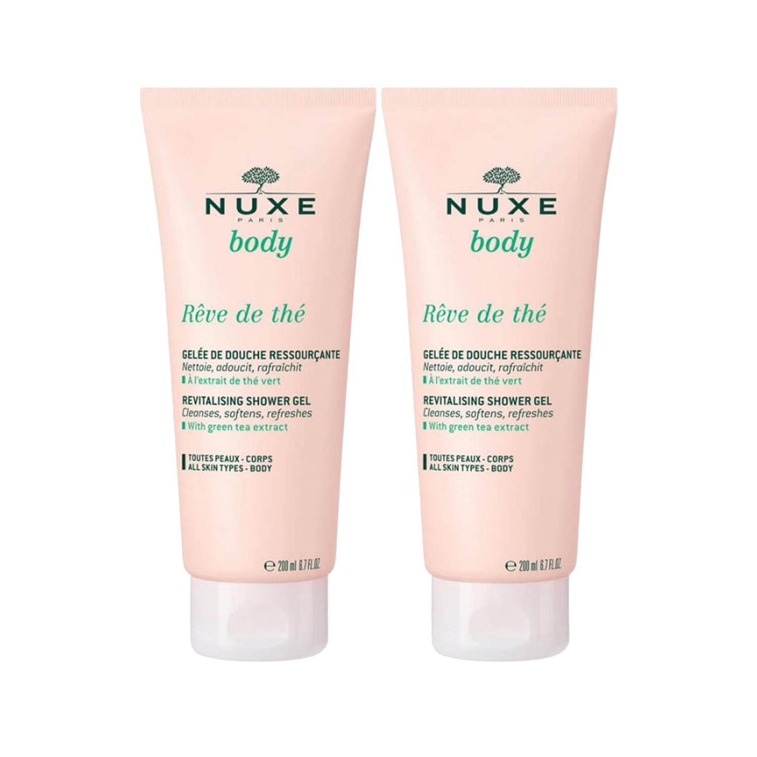Nuxe Reve De The Shower Gel Duo - 2 x 200ml - Luxurious & Fragrant Body Wash for Soft, Clean Skin