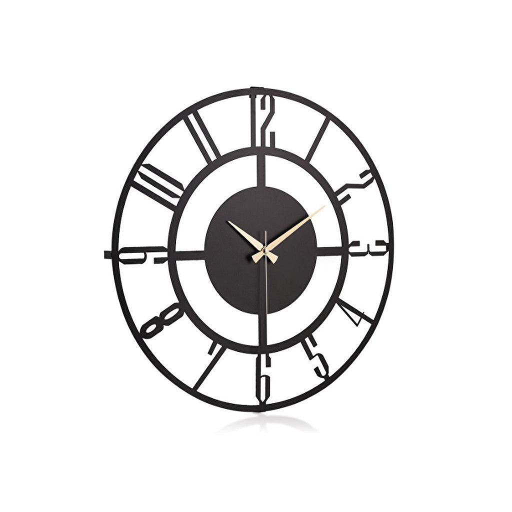 Muyika 50cm Metal Black Wall Clock - Silent Sweep Mechanism, Modern Decor