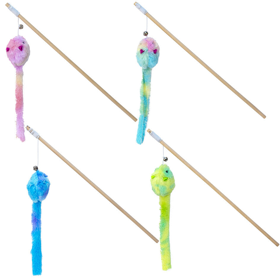 Eastland Plush Mouse Cat Wand with Wooden Handle 40 cm