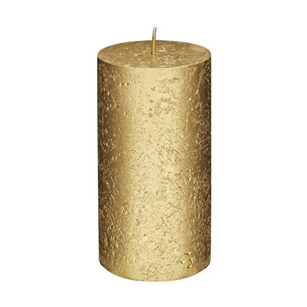 Rubin Licht Rustic Metallic Gold Cylindrical Candle - Unique Home Decor, 5.12 Inches Tall