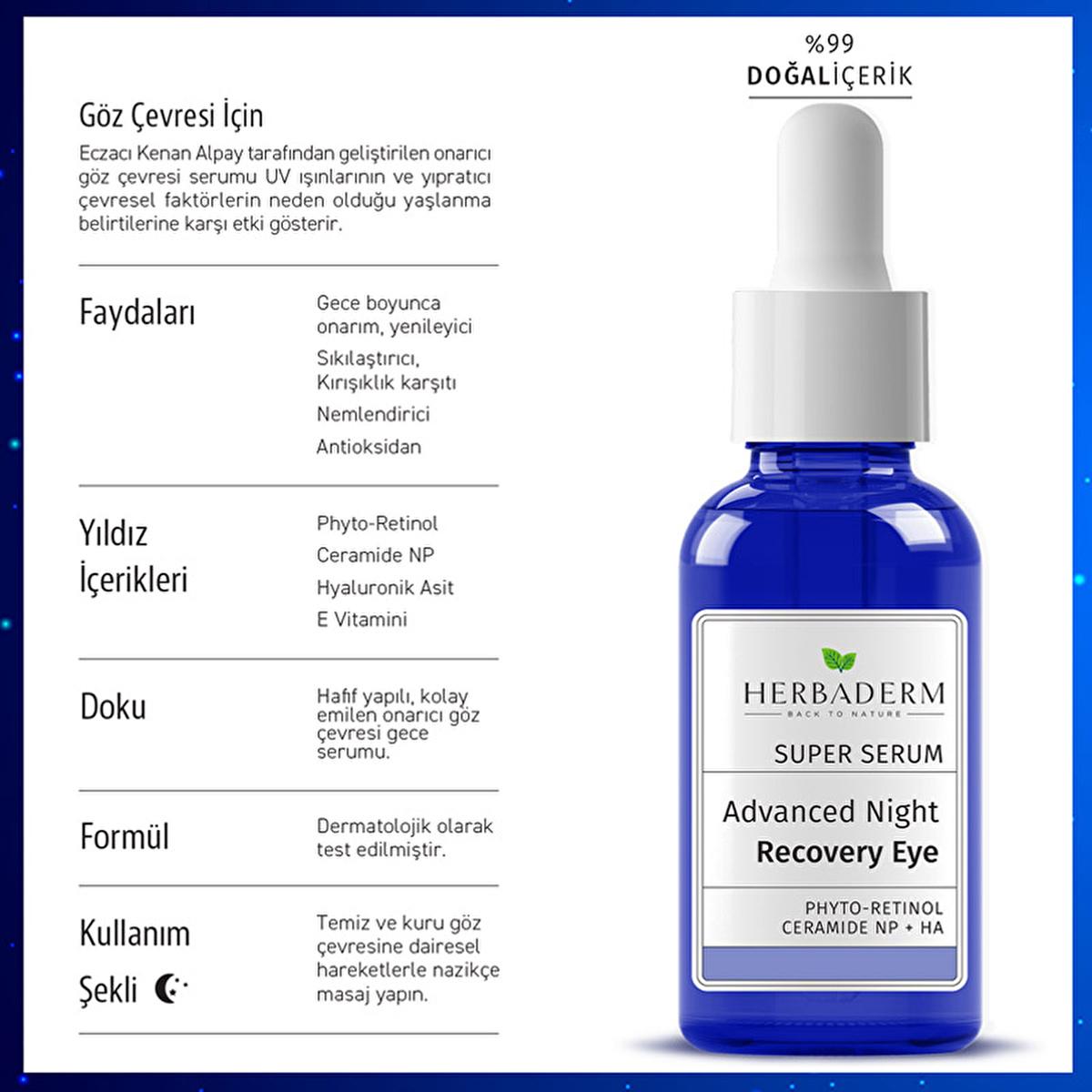 Herbaderm: Bakuchiol Anti-Wrinkle Eye Serum - Firming, Brightening, Hydrating Night Treatment for Fine Lines & Dry Eyes