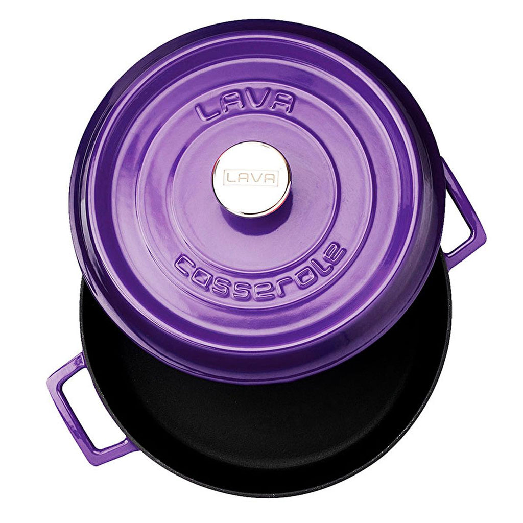 Lava Purple Cast Iron Multi-Purpose Cookware - 11 Inch Round Enamel Coated Pot with Integrated Handle, Oven Safe, Durable