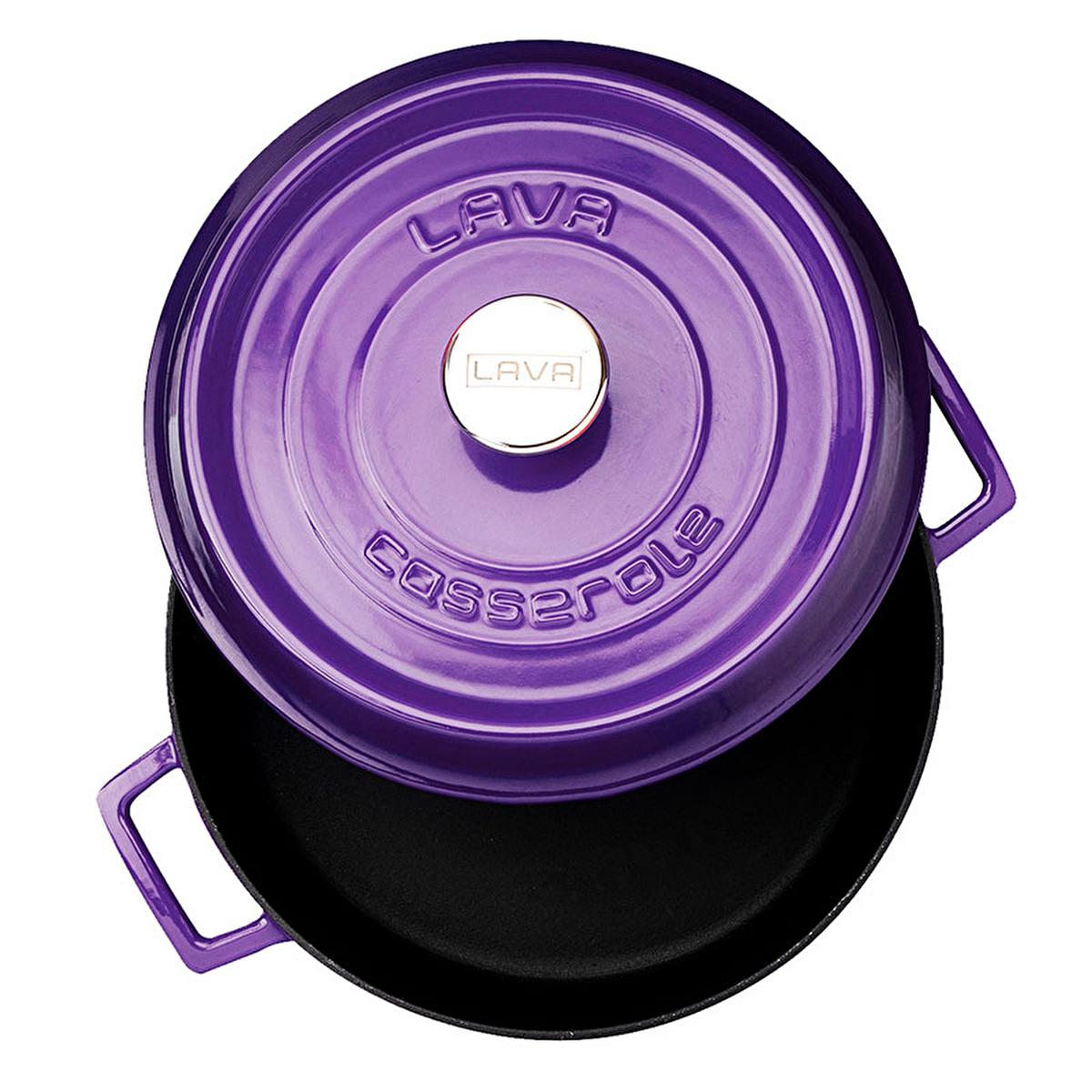 Lava Purple Cast Iron Multi-Purpose Cookware - 11 Inch Round Enamel Coated Pot with Integrated Handle, Oven Safe, Durable