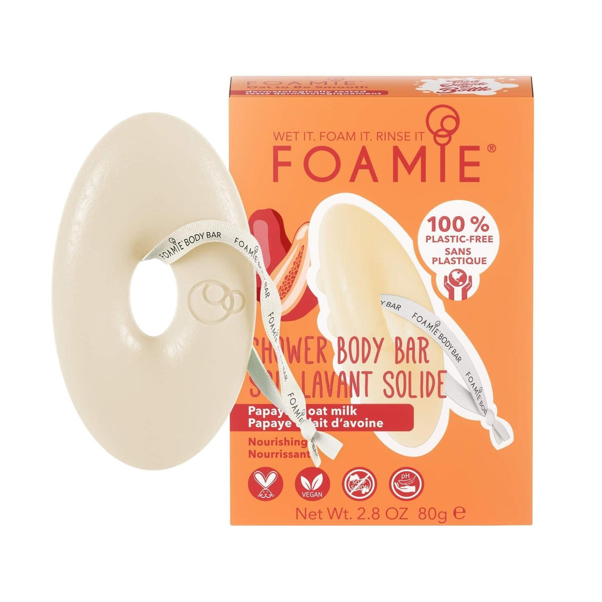 Foamie Oat to Be Smooth Body Bar - Nourishing Oat-Based Body Wash for Sensitive Skin, 80g