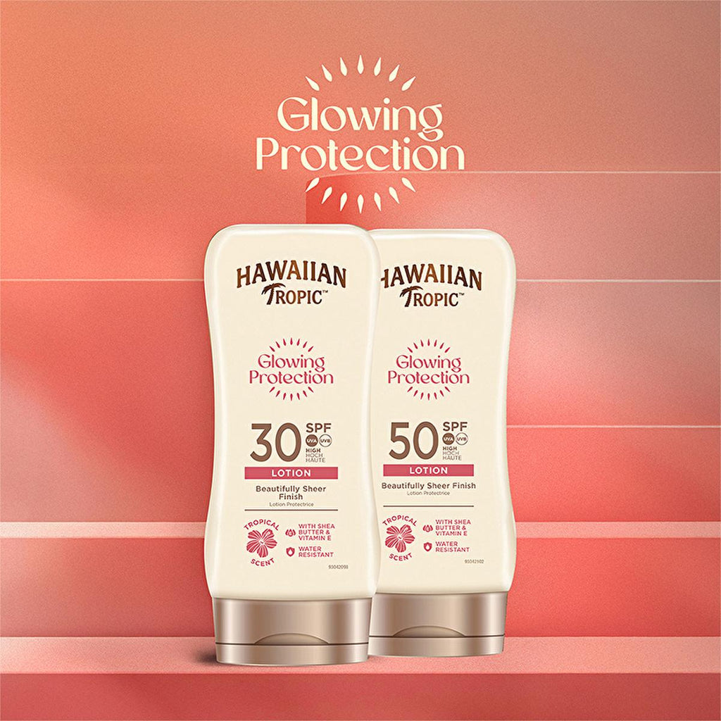 Hawaiian Tropic Glowing Protection SPF 50 Sunscreen Lotion - UVA/UVB, Vegan & Cruelty-Free, Moisturizing - 6.09 fl oz
