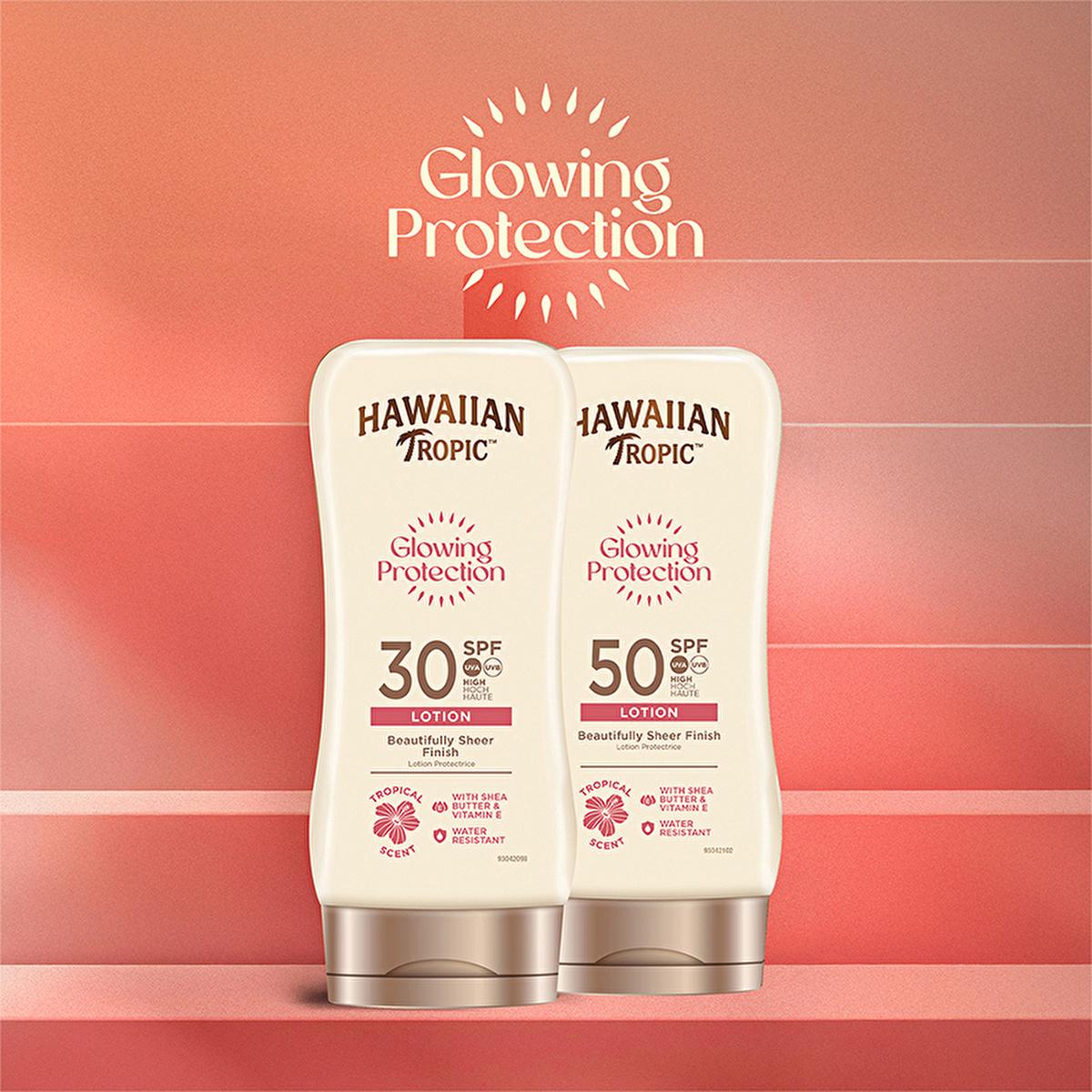 Hawaiian Tropic Glowing Protection SPF 50 Sunscreen Lotion - UVA/UVB, Vegan & Cruelty-Free, Moisturizing - 6.09 fl oz