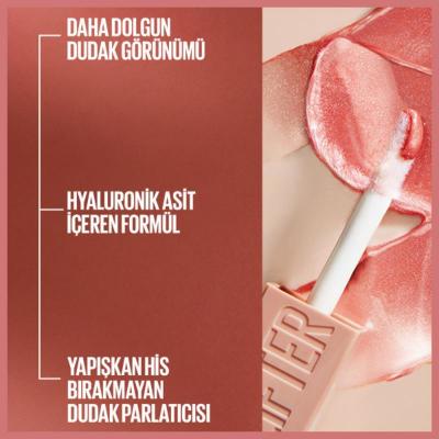 Maybelline Lifter Gloss: Hydrating Hyaluronic Acid Lip Gloss - Non-Sticky, Plumping Effect, Beautiful Amber Shade