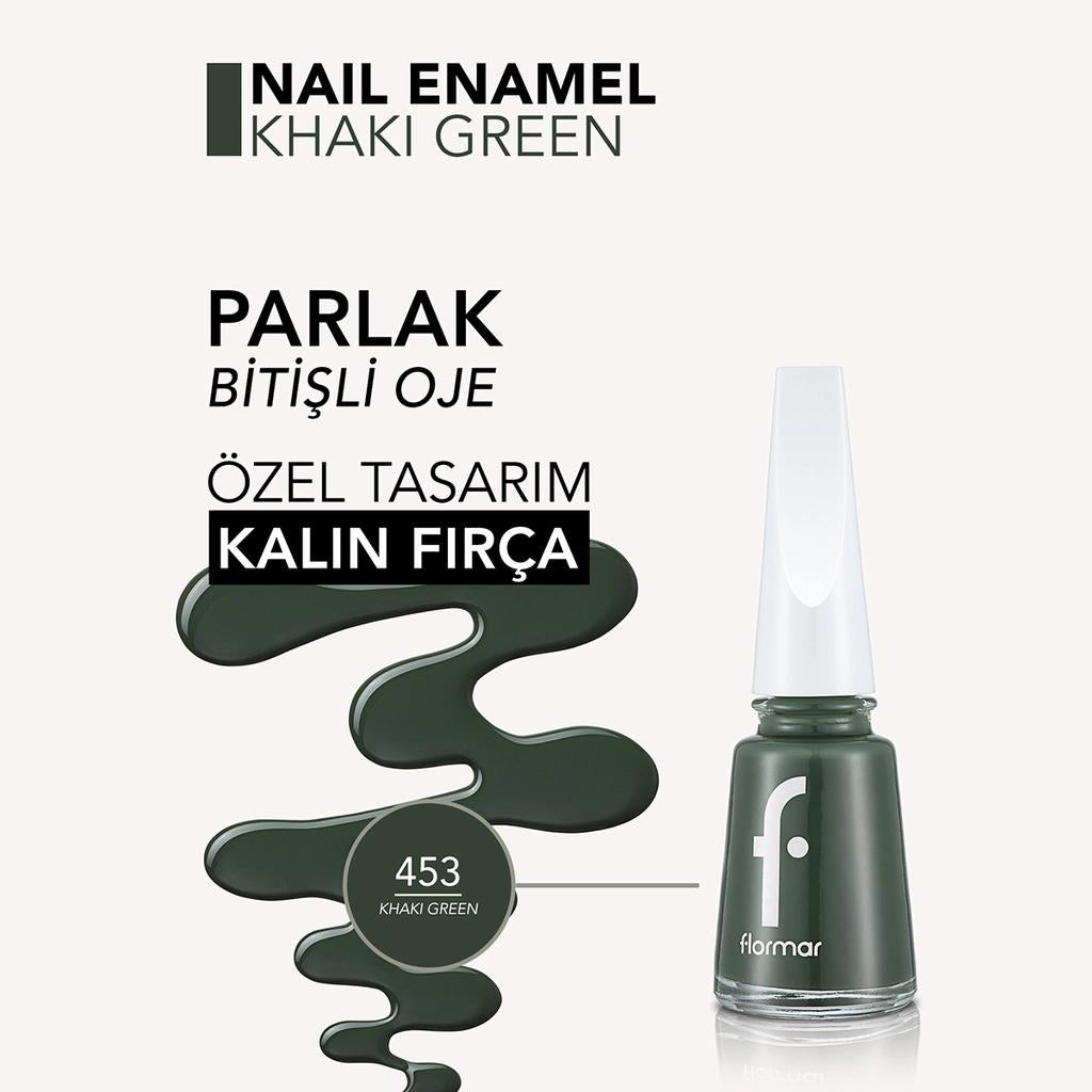 Flormar Nail Enamel High Pigment Polish 453 Khaki Green