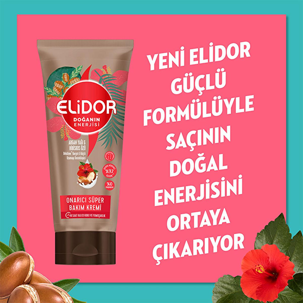 Elidor Argan Oil & Hibiscus Hair Care Cream - Nourishing, Moisturizing, and Strengthening for Damaged Hair, 5.75 fl oz