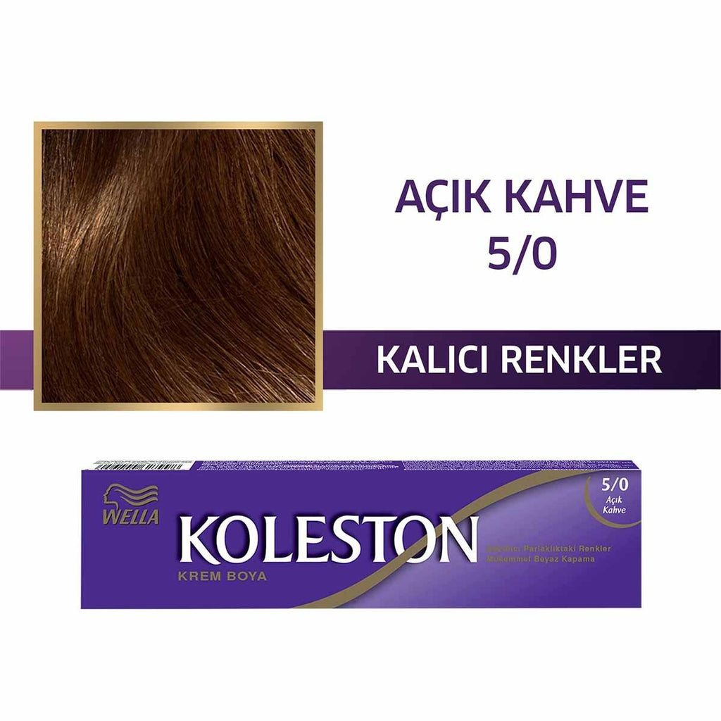 Wella Koleston Hair Dye - Light Brown (Açık Kahve) - Long-Lasting, Glossy Hair Color for At-Home Use