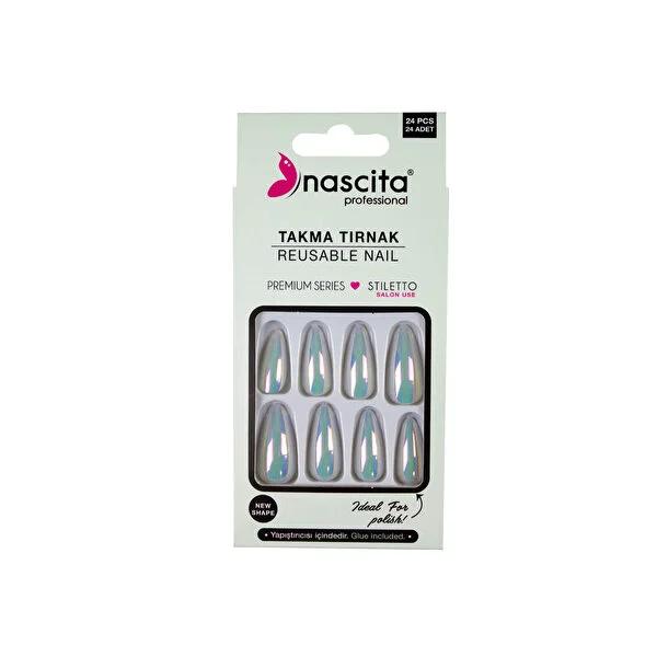 Nascita Hologram Artificial Nail Tips S197 - 24 Piece Set for Nail Art & DIY Enhancement