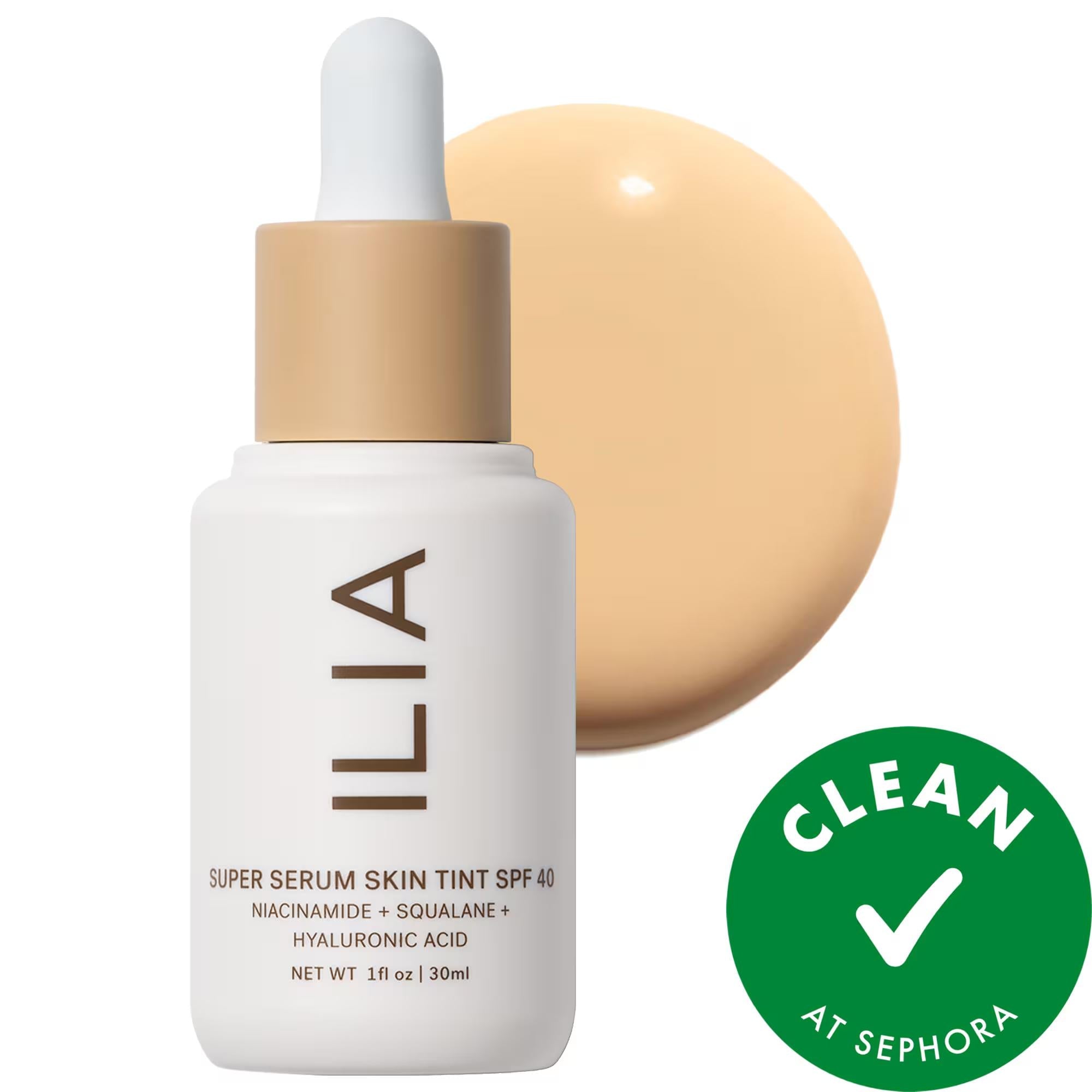 ILIA Super Serum Skin Tint SPF 40: Dewy Coverage, Mineral Sunscreen, Hyaluronic Acid, Vegan Skincare Foundation