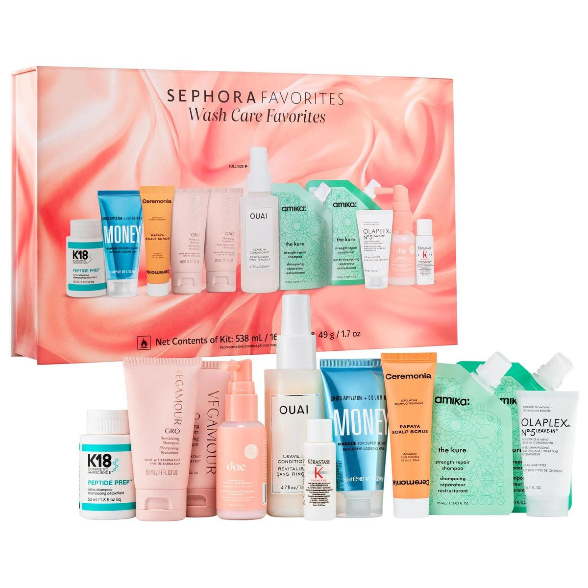 OAUI Wash Care Favorites 11-Piece Hair Care Kit with Leave-In Conditioner, Shampoo & Conditioner Set
