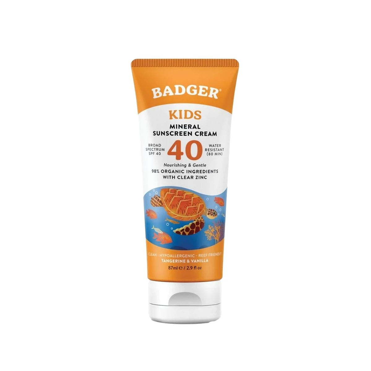 Badger Children's Sunscreen - Natural SPF40 Protection for Kids - Clear Zinc Formulation, 2.94 fl oz