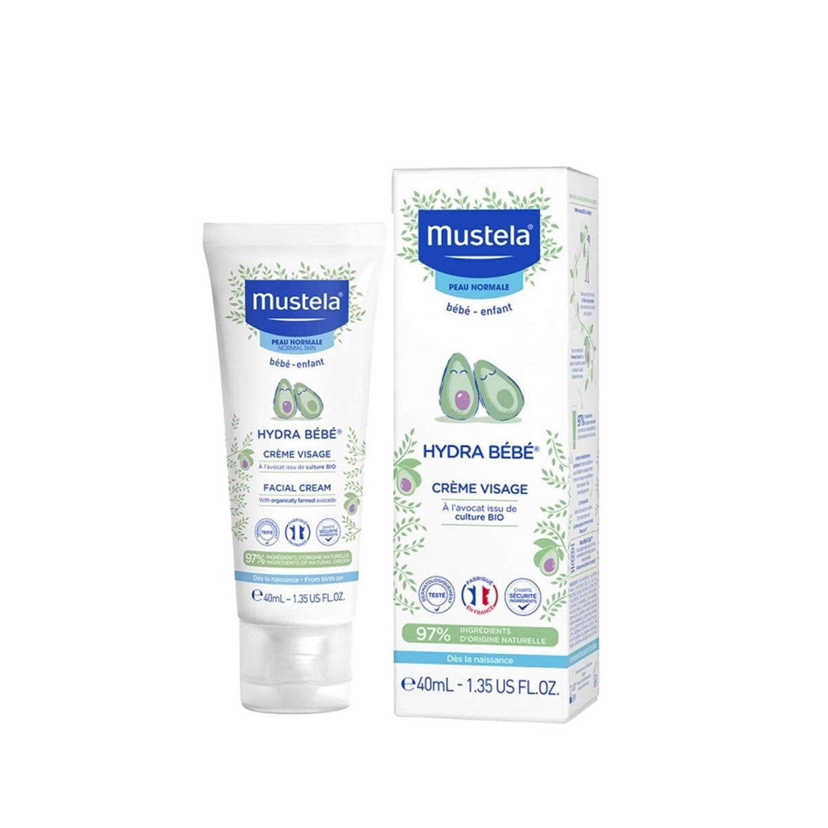 Mustela Hydra Bebe Organic Avocado Baby Face Cream - Gentle, Natural Skincare for Sensitive Infant Skin