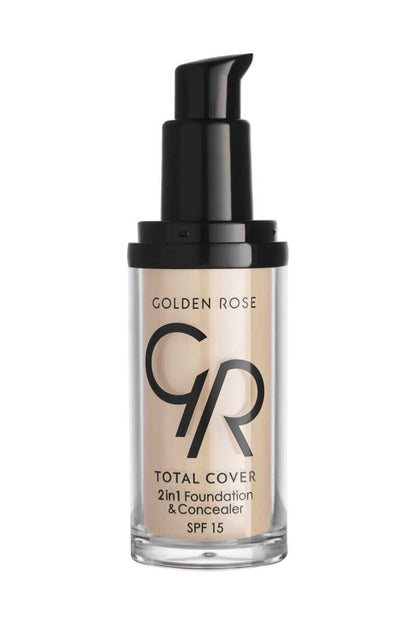 Golden Rose Total Cover 2in1 Foundation & Concealer 01 Porcelain 30ml