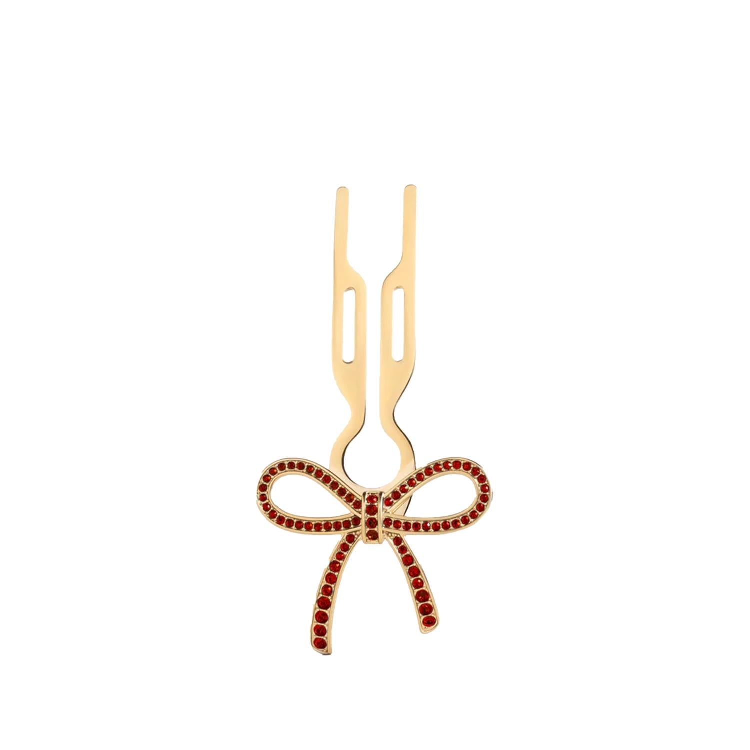 Fiona Franchimon No1 Hairpin Ribbon Siam Red with Gold Finish
