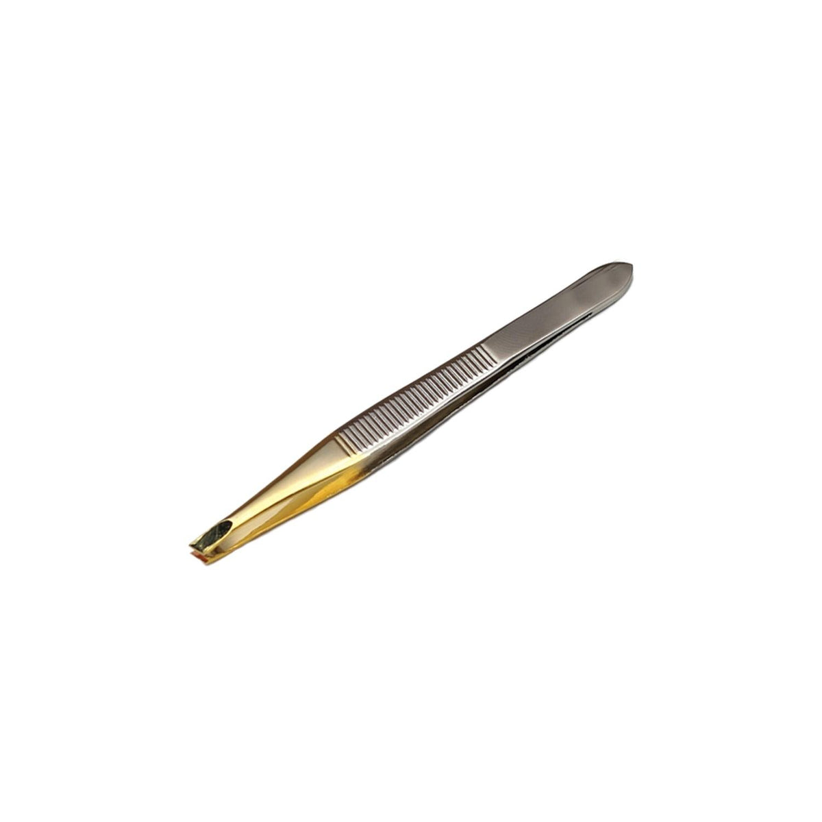 Trina Slanted Tip Partially Gold-Plated Tweezers 005 - Precision Grooming Tool for Effective Hair Removal