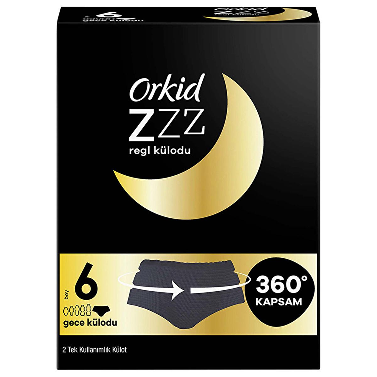 Orkid Disposable Period Panties for Women - 360 Degree Protection, Silky Soft & Breathable - Black, Size 6 (Pack of 2)