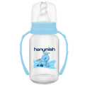 Hanymish Blue Glass Baby Bottle with Handles 125 ml