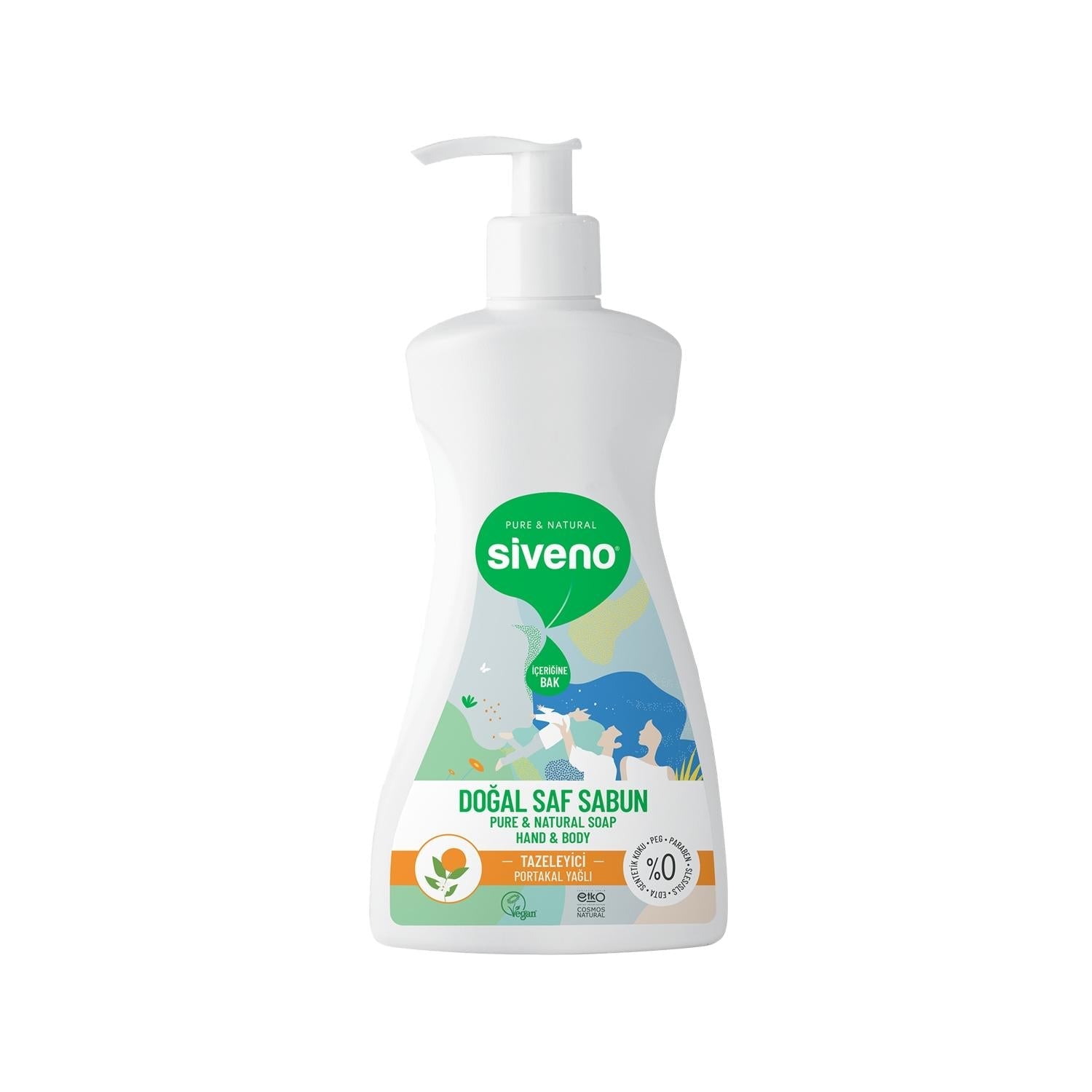 Siveno Natural Liquid Soap with Orange Oil for Hands and Body - 300ml, Eco-Friendly, Gentle on Skin