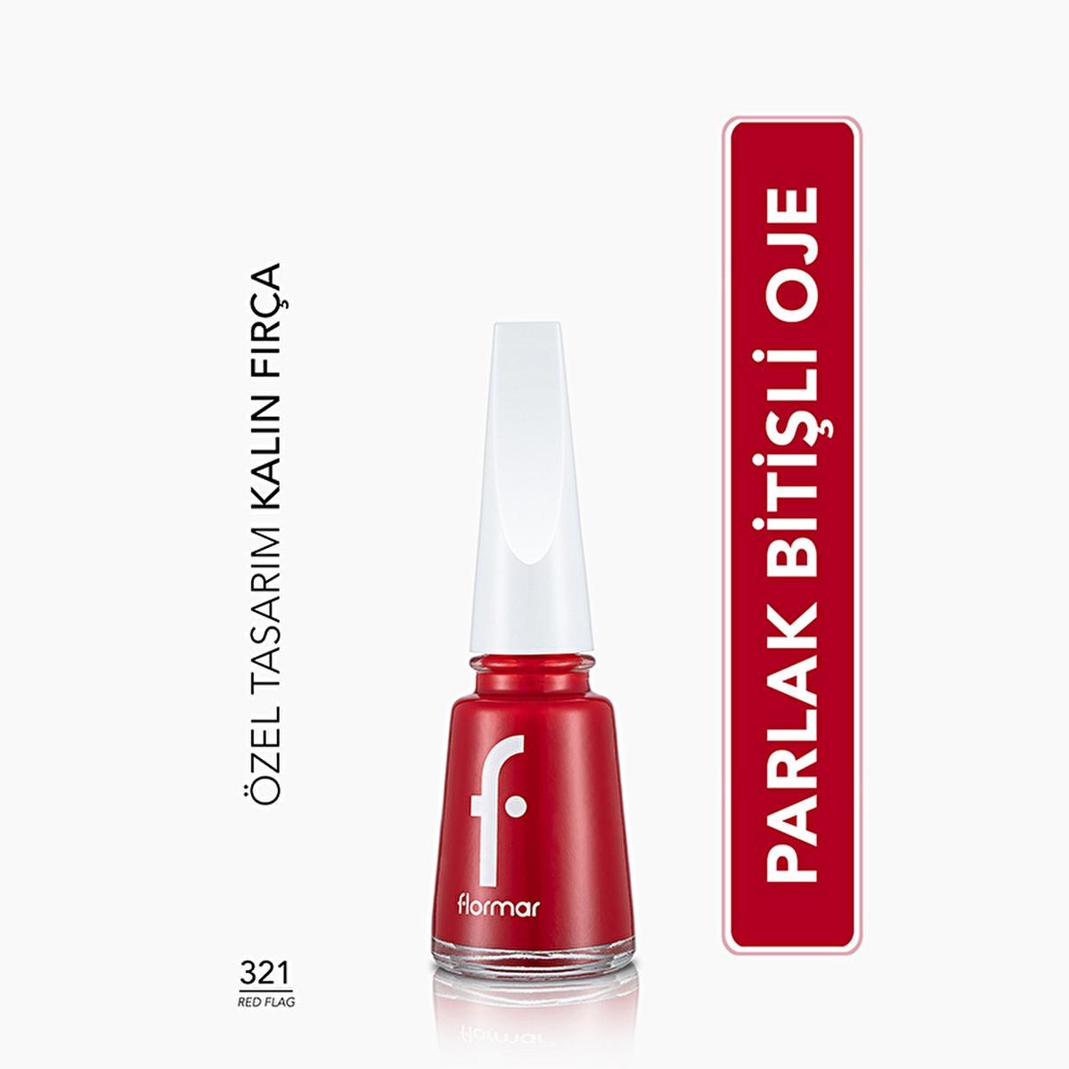 Flormar Nail Enamel - Long-Lasting, Nourishing Nail Polish with Magnesium & Calcium - Red Flag (321)
