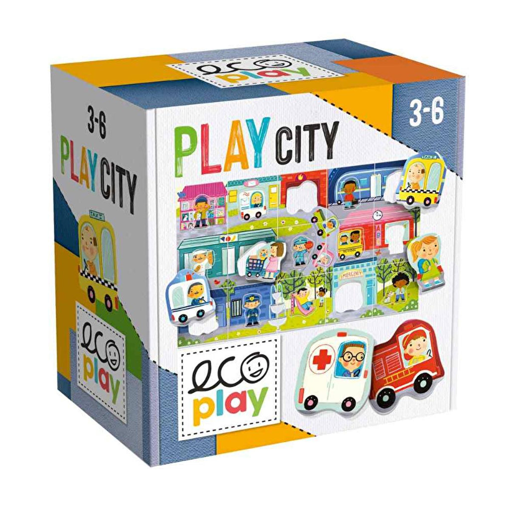 Headu Ecoplay Play City: Engaging Educational Puzzle for 3-6 Year Olds | City Themed Matching Game for Preschoolers