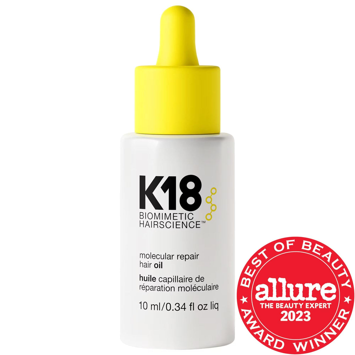 Mini Molecular Repair Hair Oil by K18 - Strengthens, Repairs, Reduces Frizz | Vegan & Cruelty-Free