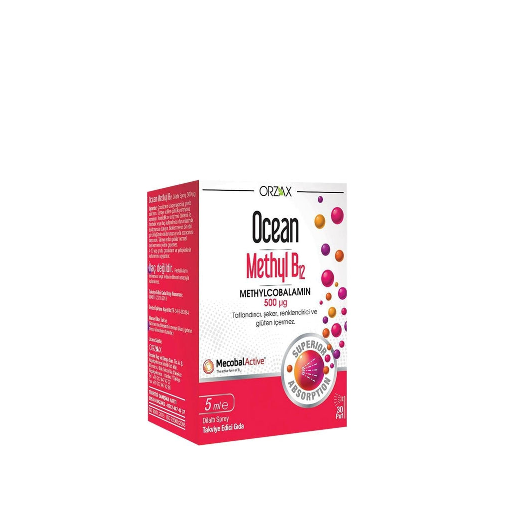 Ocean Vitamin B12 Methylcobalamin Sublingual Spray Supplement for Adults & Children - 500 mg, 5 ml