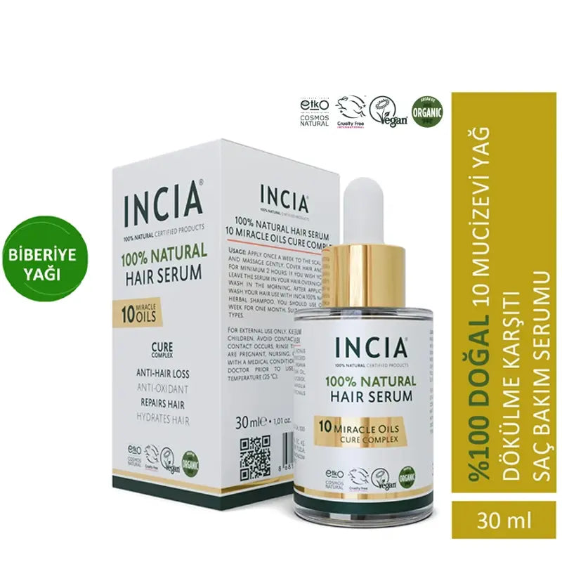 Incia Natural Hair Serum with 10 Miracle Oils 30ml