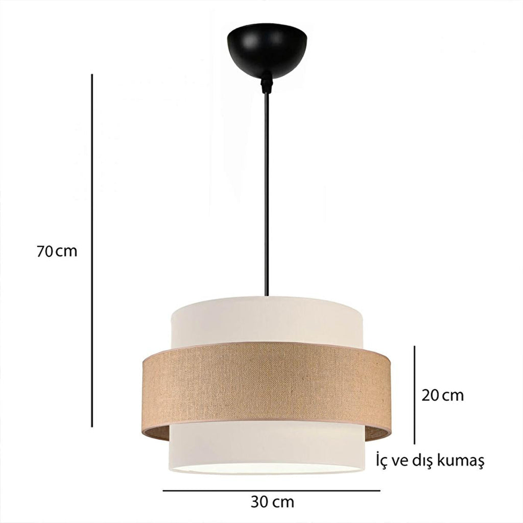 Homing Retro Fabric Pendant Light - Minimalist Lighting with E27 Socket, 30 cm Width, 80 cm Adjustable Length