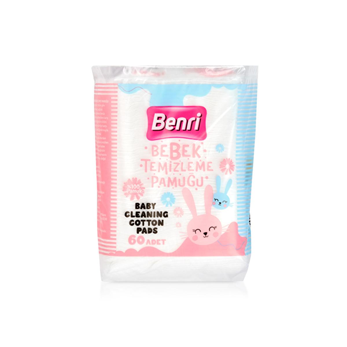 Benri Baby Cleaning Cotton 60 Pack - 100% Pure Cotton for Sensitive Skin | Perfect for Parents