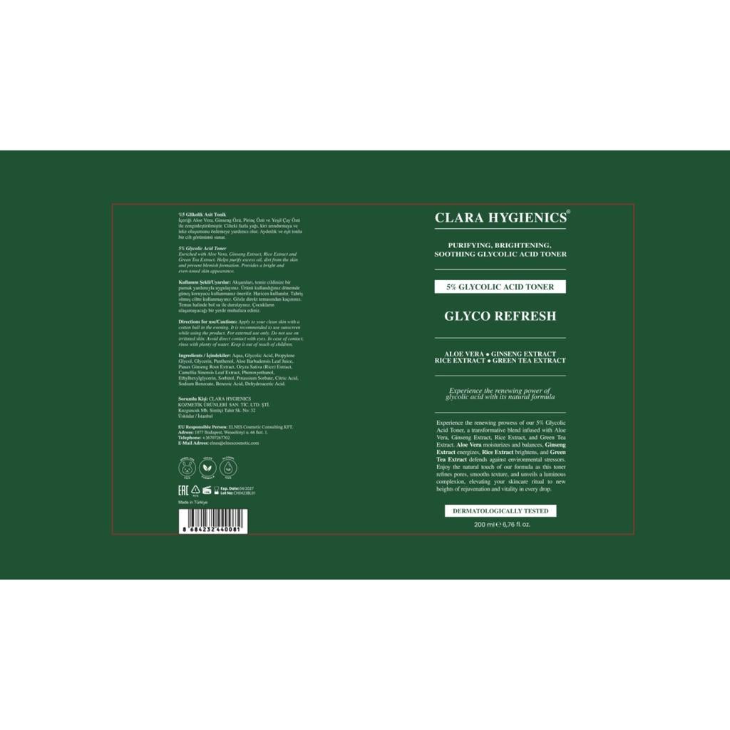 Clara Hygienics 5% Glycolic Acid Brightening Toner 200 ml