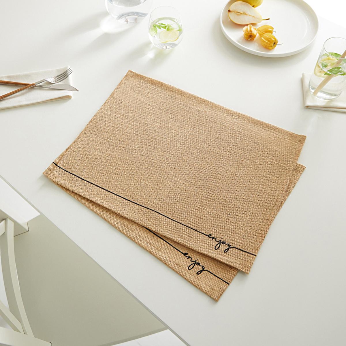Ocean Home Jute Placemats Set of 2 - Natural Woven Table Mats for Rustic & Bohemian Dining Decor - 17.72 x 13.78 inches