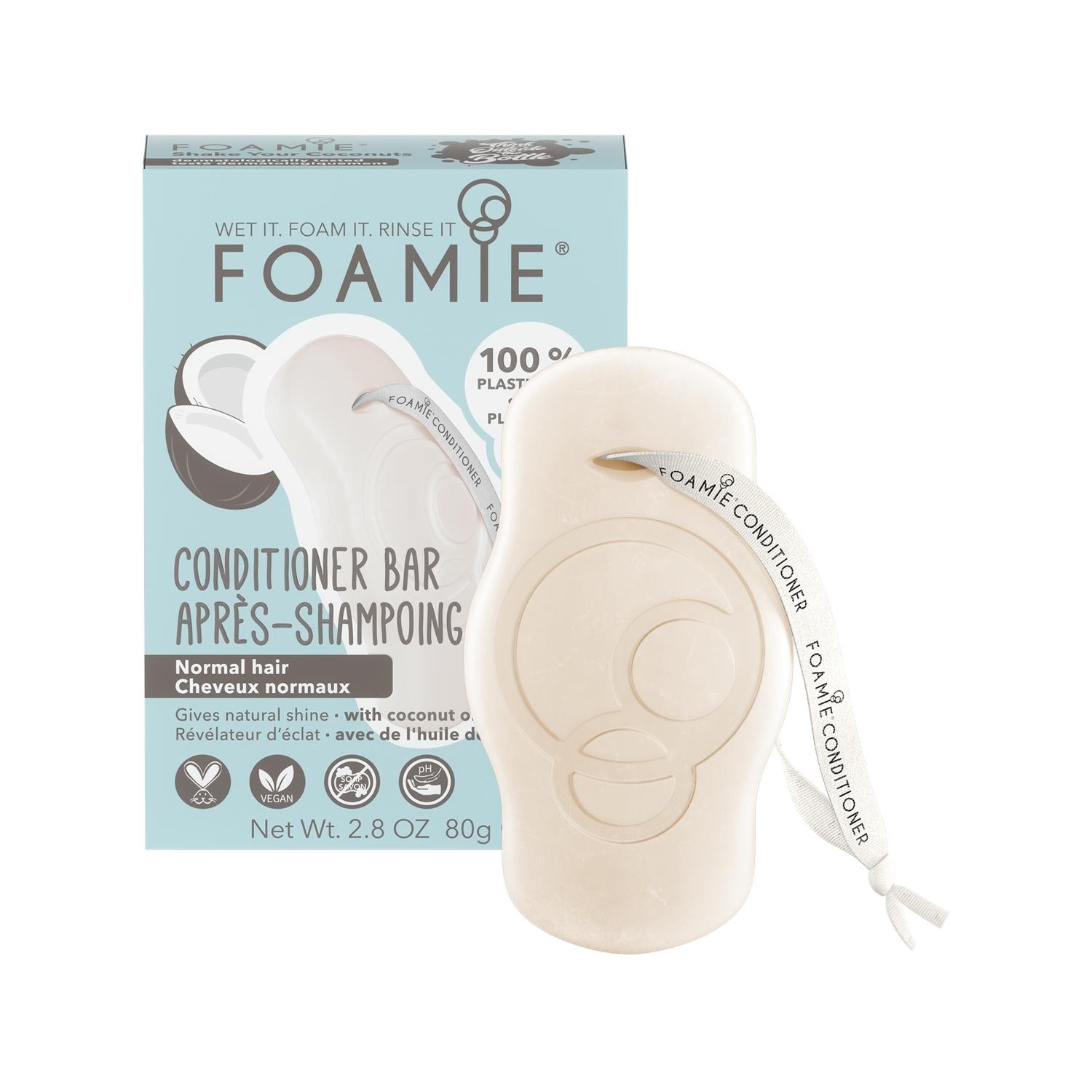 Foamie Shake Your Coconuts Conditioner Bar - Natural Moisturizing Hair Care for Dry or Damaged Hair, Sustainable Beauty Solution