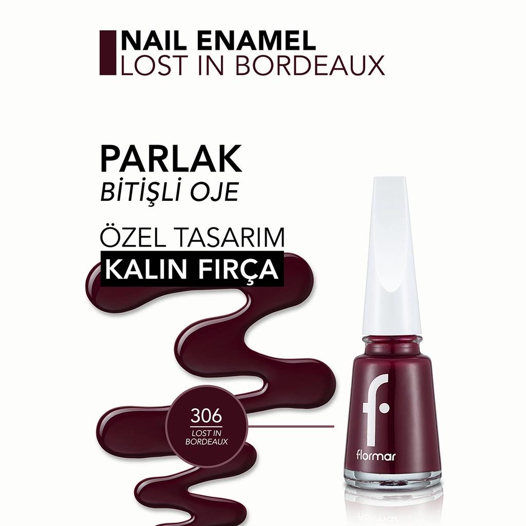 Flormar Nail Enamel High-Pigment Nail Polish 306 Lost In Bordeaux 11ml