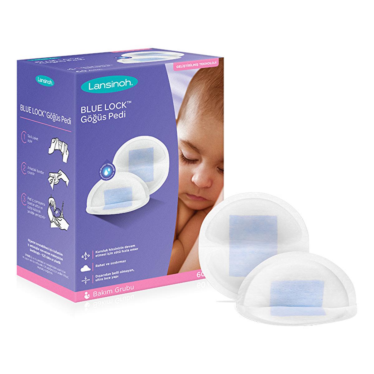 Lansinoh Lansinoh Blue Lock Breast Pads - 60 Count - Comfort & Leakage Protection for Breastfeeding Mothers