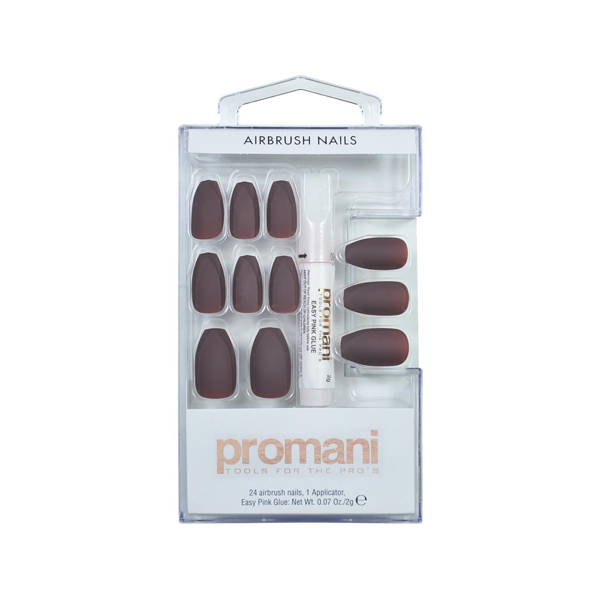 Promani Matte Dark Burgundy False Nails Kit: Easy Application, Professional Salon Look at Home