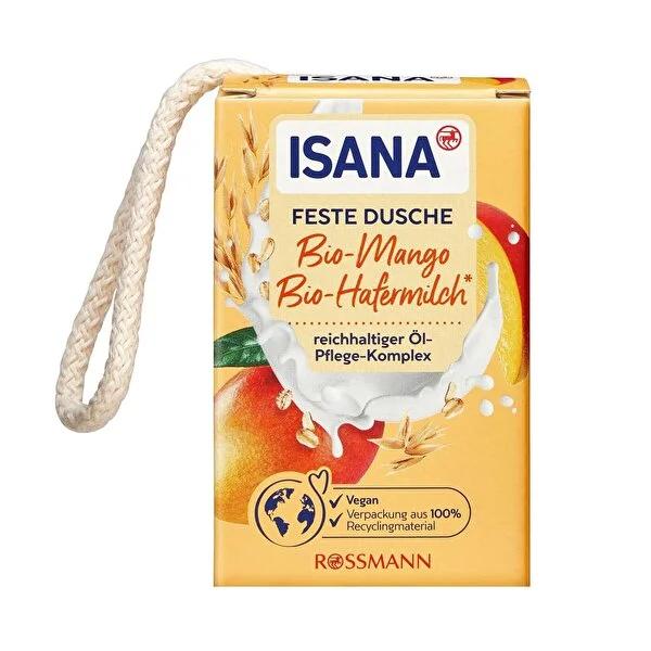 Isana Solid Shower Gel with Oat Milk and Mango Oil - Vegan, Dermatologically Tested, Moisturizing