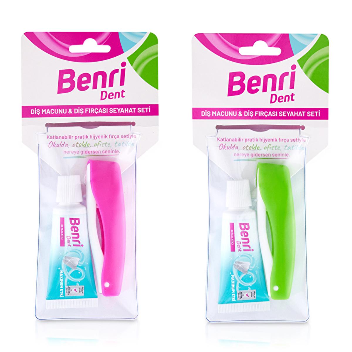 Benri Dent Travel Toothbrush and Toothpaste Set - Portable Oral Care for Travelers