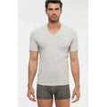 Kom Antonio Men's V-Neck T-Shirt Grey Melange Soft Cotton