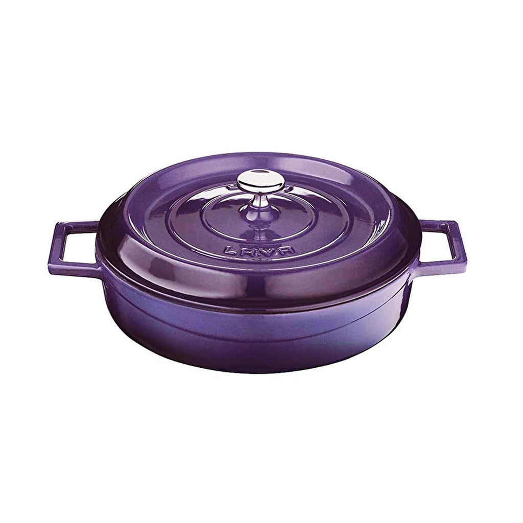 Lava Purple Cast Iron Multi-Purpose Cookware - 11 Inch Round Enamel Coated Pot with Integrated Handle, Oven Safe, Durable