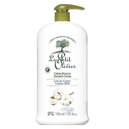 Le Petit Olivier Cotton Milk Shower Cream for Soft Skin 750ml
